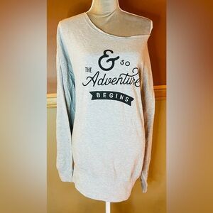 Gray Off the Shoulder Graphic Sweatshirt